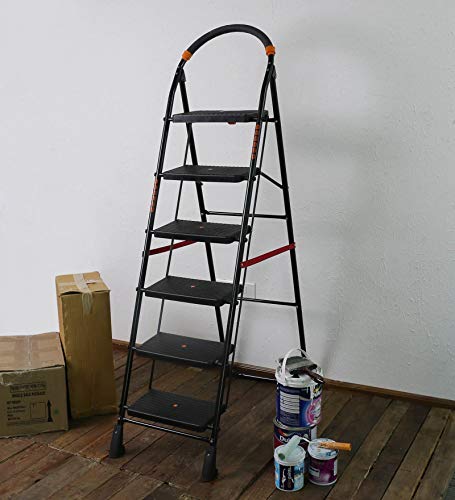 Image of Parasnath Black Diamond Ladder 6 Step Heavy Folding Step Ladder with Wide Step 6.3 FT Ladder Made in India