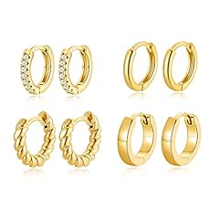 4 pairs gold hoops
