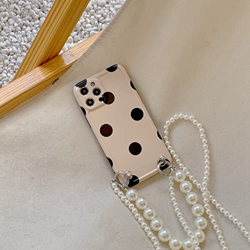 Bracelet téléphone perles beige coque iPhone 12 Pro Max chic