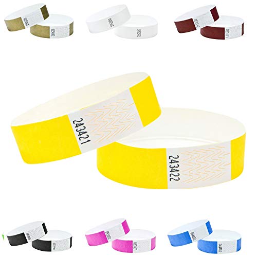 Pulseras Brazzaville de Identificación Tyvek, 100 Piezas (Amarillo Del Sol)