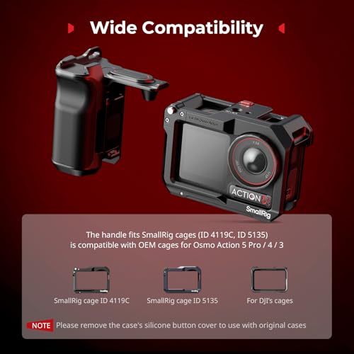 Image of SmallRig Handle Grip Kit for DJI Osmo Action 5 Pro / 4 /3 with Cage, Street Photography Grip for DJI, Quick Release, Shutter Button, Cold Shoe, Wrist Strap, 1 /4 Threaded Hole for Tripod Selfie Stick