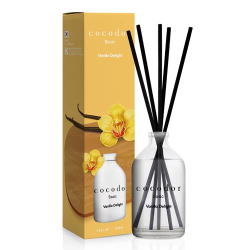 COCODOR Básica Difusor con Varillas / Delicia de Vainilla (Vanilla Delight) / 100ml / Ambientadores de Hogar, Ambientador Varillas, Regalo Madre Profesora, Regalo Día del Madre Cover