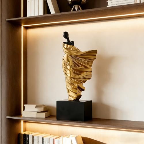 Escultura Moderna Bailarina Dorada para Decoración miniatura 2