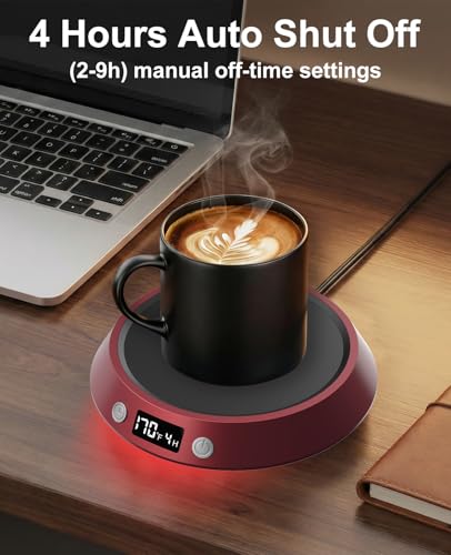 Image of Kepwam Coffee Mug Warmer - 50W Electric Coffee Warmer for Desk 3 Temp Settings & 2-9 Timer Smart Cup Warmer for Desk Candle Warmer Plate with LED Lights Beverage Tea Milk Warmer for Home & Office