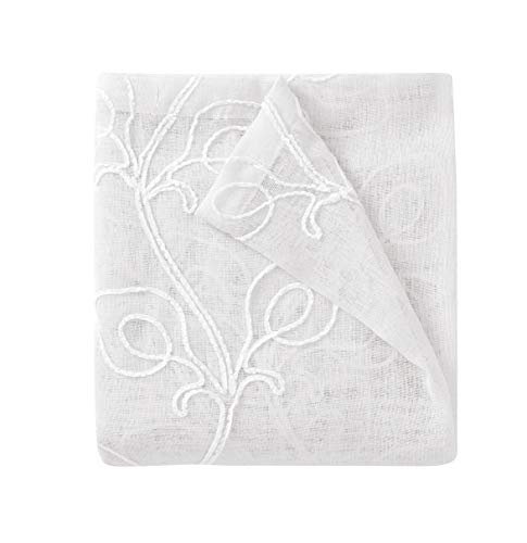 Linen Shower Curtain Waterproof Machine Washable 3D Chenille Embroidered Floral Design White Shower Curtain Bathroom Curtain Shower Curtain Set For Bathrooms 70 X 72 In Long Shower Curtains In White #TOP2