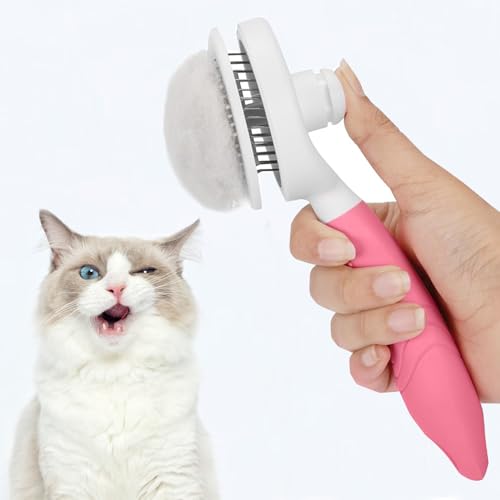 image for itPlus Cat Grooming Brush, Pets Skin Friendly Self Cleaning Slicker Ma