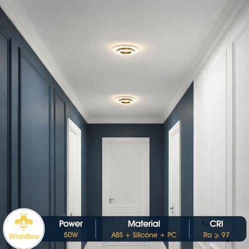 Image of hykolity Square LED Ceiling Light | 3-Colour Mode (Warm /Neutral /Cool White) | Ultra-Slim Surface Panel | CRI ≥97 Eye-Comfort | Modern Light for Bedroom & Corridor (Black, 12 Inch) (Round, 8 Inch)