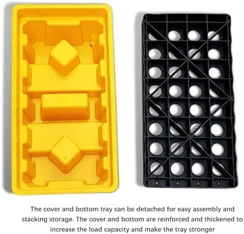 Spill Collection Trays Stackable Modular Polyethylene Trays with Flat Top Grills Outdoor Kitchens Factory Garages Trays for Stacking Paint Moisture Resistant Pallet(33x33x5.5CM)