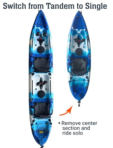 Brooklyn 13.0 Tandem Modular 3pc Pedal Kayak – Paddle & Seat Included (Blue Camo) - Thumbnail 3