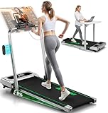 Tapis de Course, FOUSAE Walking Pad Électrique Pliable avec Pente 9%, 12 km/h, Moteur 2.75 HP, Surface Large 40 cm, Télécommande, Écran LED, Cadre Renforcé, 158kg Max, pour Maison, Bureau