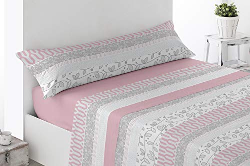 CONFORT HOME T. M. -Full Painted*- Juego DE SÁBANAS Verano 3 Piezas, 100% POLIÉSTER (Bajera, ENCIMERA Y 1 Funda DE Almohada) para Todas Las Camas DE 200 CM DE Largo (Gardy Rosa, 135_x_200_cm )