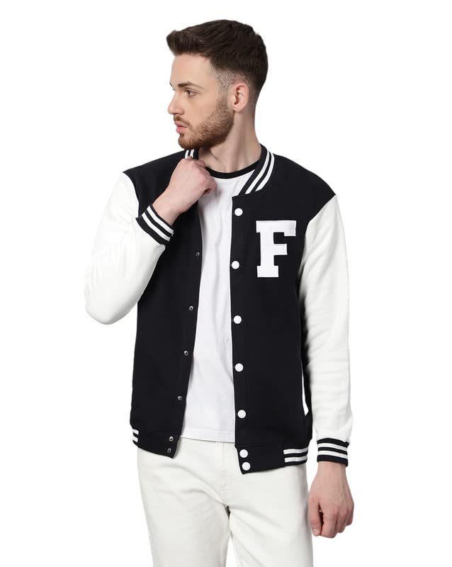 Image of BE SAVAGE Men's Cotton Blend Standard Length Varsity Jacket