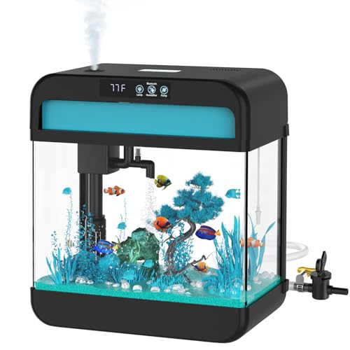 Glass Aquarium Starter Kit - 2.2 Gallon with Silent Filter Pump, ...