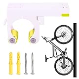 【AHORRE ESPACIO】 A diferencia del pie de apoyo tradicional, esta hebilla de estacionamiento montada en la pared está especialmente diseñada para estacionamiento en interiores y puede fijar la bicicleta verticalmente en la pared o el suelo para ahorrar espacio.