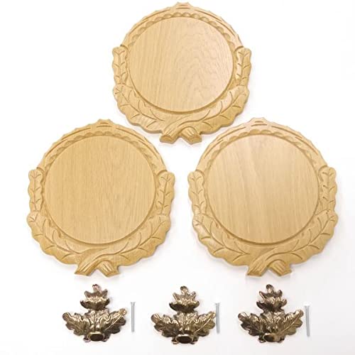 3 placas de cuña talladas de roble claro AF 16 cm con 3 hojas de roble, portada grande, tabla cuña, tabla de especias, cartel trofeo.