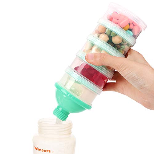 Accmor Baby Formula Dispenser, 5 Layers Stackable Formula Container, Milk Powder Formula Dispenser On The Go, Baby Feeding Travel Storage Container, Bpa Free, Pink Blue Green, 3 Pack #TOP4