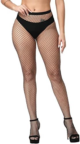 Black Fishnet Tights for Women Cross Mesh Stockings High Waist Tights Fishnet Stockings Thigh High Stockings Pantyhose (1Pair)