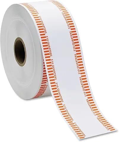 Huron Automatic Quarter Coin Wrapper Roll, 10 Dollar Roll Orange (2 Rolls, 4,000 Wraps)