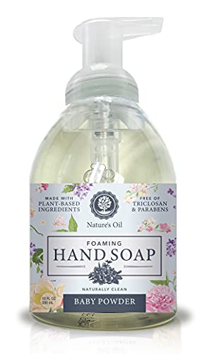 Natures Oil Foaming Hand Soap, Baby Powder, 10 Fluid Ounces (Single Unit)