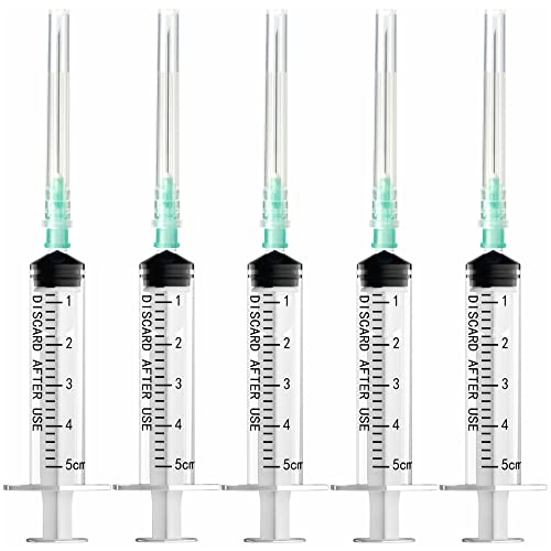 5ml/cc Syringe Laboratory Straight Mouth - 21G Needle Diameter 0.031Inch-Long 1.5Inch (20)