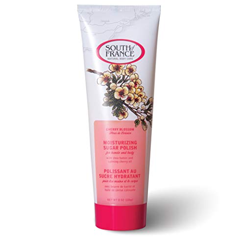 Cherry Blossom Hand & Body Sugar Polish by South of France Clean Body Care | Moisturizing Sugar Scrub for Women | Shea Butter + Sunflower Oil | 8 oz Tube