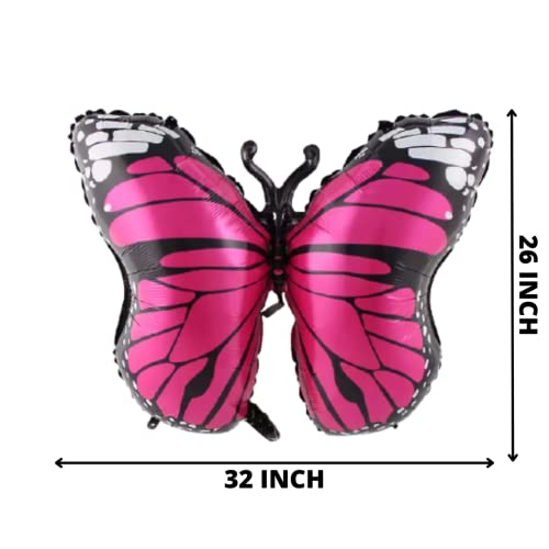 Image of Party Decorz 26X32 Inch Pink Butterfly Foil Balloon For Butterfly Theme Birthday Party Decoration, Children Birthday Party Decoration