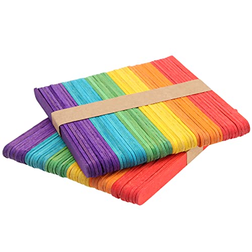 Heihak 1200 Pcs 4.5 Inch Colored Popsicle Stick, 6 Colors Rainbow Wood Craft Sticks Bulk, Colorful Lollipop Sticks, Ice Cream Popsicle Sticks For Craft Waxing Supplies, 4.5 X 0.4 X 0.08 Inch #TOP7