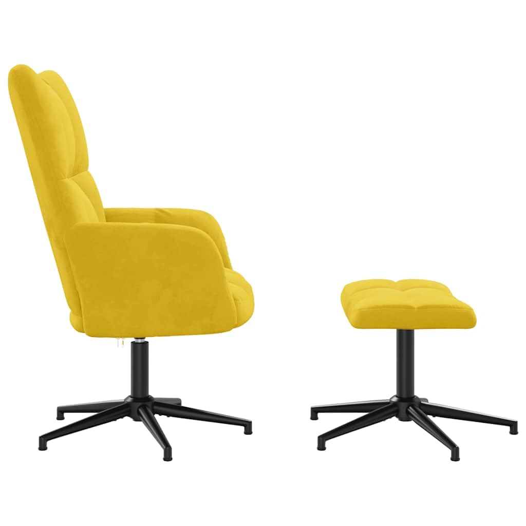 vidaXL Relaxsessel mit Hocker Drehbar Fernsehsessel Polsterstuhl Polstersessel Relaxstuhl Sessel Ohrensessel Armsessel Wohnzimmer Senfgelb Samt