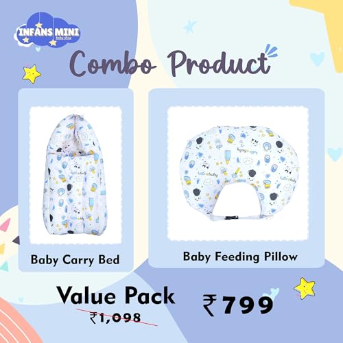 Image of Baby Bedding Set Combo for New Born - Baby Sleeping Bag, Baby Feeding Pillow Ideal for 0 to 6 Months Babies (Panda Blue)