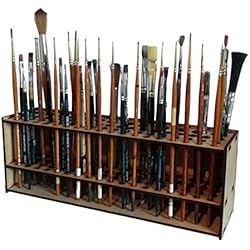 Estanteria Pinturas Madera para Pinceles, 67 Pinceles, Organizador Escritorio, Estante sujeción, Pinceles Pintura, Caja Almacenamiento Montaje en Pared, Estante exhibición para bolígrafos