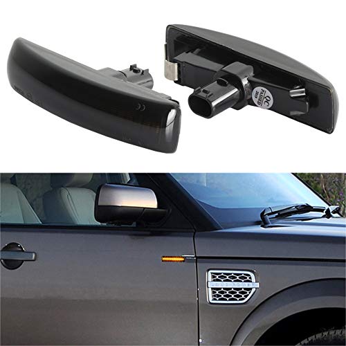 OZ-LAMPE Intermitente LED para La-nd Ro-ver Range Rover Sport Discovery 3 Discovery 4 Freelander 2, Intermitente Lateral 2 Piezas Negro, Indicador Laterales Canbus Cover