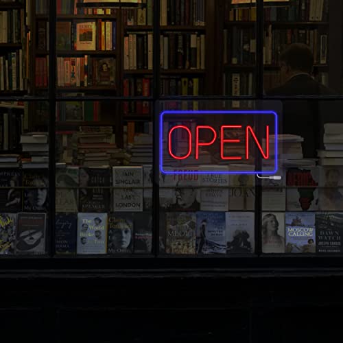 Neon Open Sign-11*16 Inch Open Signs For Business With Remote Control And Multiple Flashing Modes,Rectangle Open Sign Led For Restaurant, Coffee, Bar, Salon And Retail Shop-Blue & Red #TOP3
