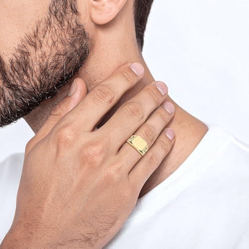 IceCarats 10K Solid Yellow Gold Mens Custom Engraved Signet Ring Handmade Personalized Monogram Initial Letter Band2