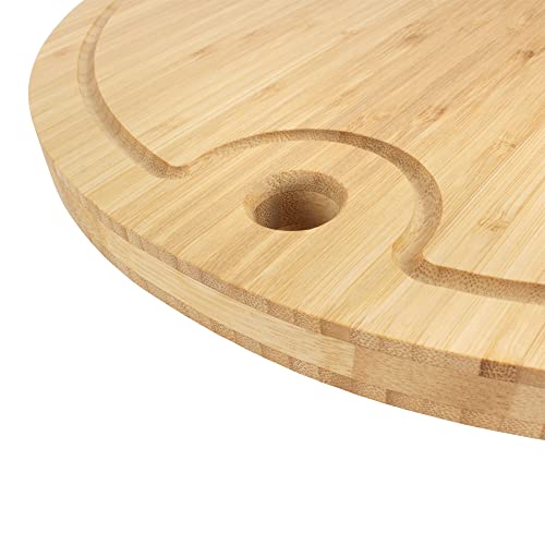 Bamboomn Bamboo Round Cutting And Serving Board, Charcuterie Board - 15" Diameter X 0.75" Thickness - 1 Piece #TOP2