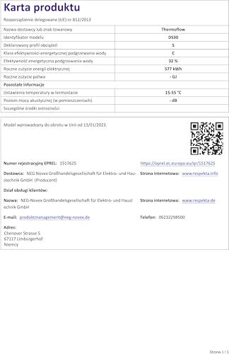 Thermoflow DS30 Warmwasserspeicher 30 Liter druckfest| steckerfertig| Warmwasserbereiter bis 75 °C | G 1/2“ Anschluss | Warmwasserbereiter für Küche, Waschtisch, Dusche oder Badewanne