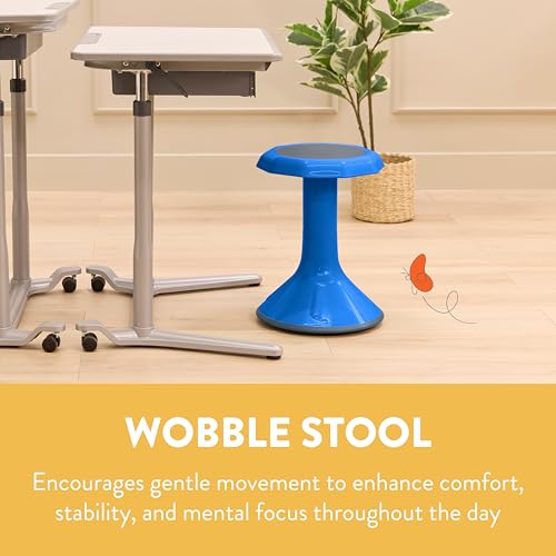Image of Back2School Express Wobble Sensory Stool for Classroom - 18 inch Active Flexible Seating Chair for Kids, 220lb Capacity, GREENGUARD Gold Certified, Blue