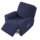 NORTHERN BROTHERS Recliner Chair Covers, Recliner Cover, Recliner Covers That Stay in Place, Recliner Covers, Reclining Couch Covers (4 Pieces, 1 seat, Deep Blue)