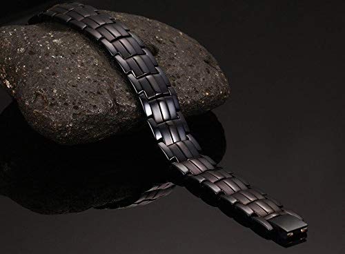 Pulseira Bracelete Magnética de Aço Inox Titânio - Preta