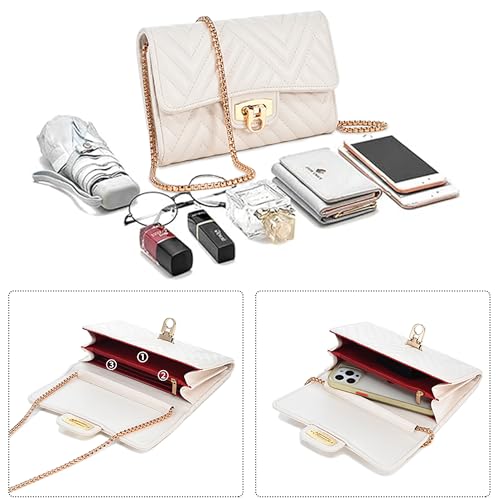 Women's Quilted Small Crossbody Wallet Bag | Adjustable Chain Strap | Elegant Evening Clutch Purse for Daily Use & Night Out by AUYKERUN - Used condition - Image 6