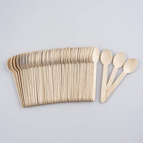 Txv Mart Wooden Disposable Spoons, 100Pcs, 6In Biodegradable Spoons, Compostable Spoons, Wooden Craft Spoons, Dessert Spoons, Wooden Spoon Samples, Party, Cake Spoons Chocolate Stirrers #TOP3