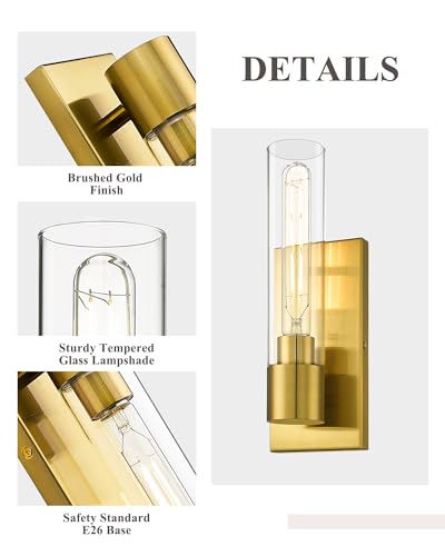 Image of HWH Bathroom Wall Sconce Set of 2, 1-Light, Modern, 5HY104B-2PK BG