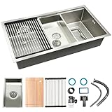 Küchenspüle 80x50cm, mattierte Textur Edelstahl-Spüle, 1 Becken Einbauspüle,Mit Mit Abtropfkorb, Abflussrohr, Schneidebrett,Großes Quadrat Einzelbecken, für Familienrestaurant
