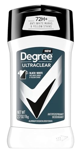 Degree Men Ultraclear Black + White Antiperspirant Deodorant Stick, 76g (2.7 oz) | 72H Sweat & Odor Protection | Anti White Marks & Yellow Stains | Long-Lasting Freshness for Men
