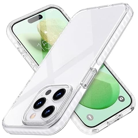 MATEPROX Compatible with iPhone 15 Pro Case, Clear Thin Slim Crystal Transparent Cover Shockproof Bumper Case for iPhone 15 Pro 6.1" 2023-White Cover