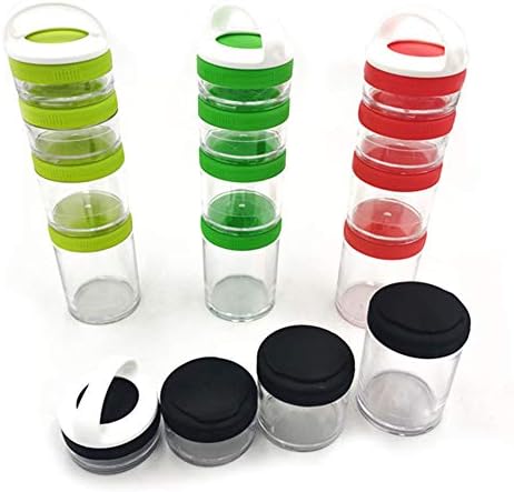 QOTSTEOS Stackable Food Storage Containers, Portable Interlocking Container with Removable Carry Handle for Formula, Snacks, Powder, Drinks, Twist Lock System, 4-Piece Jars(Random Color)