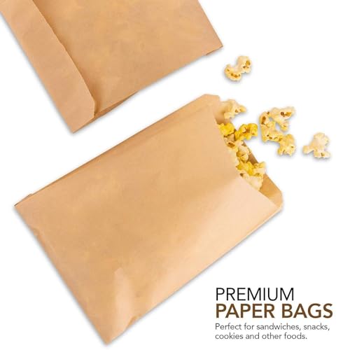 Image of Kraft Brown Sandwich Bags (800 Pack) - Microwavable Unbleached Natural Kraft Paper Bags - Food Grade Grease Resistant Bags for Pastries, Cookies, Snacks - Biodegradable - Stock Your Home