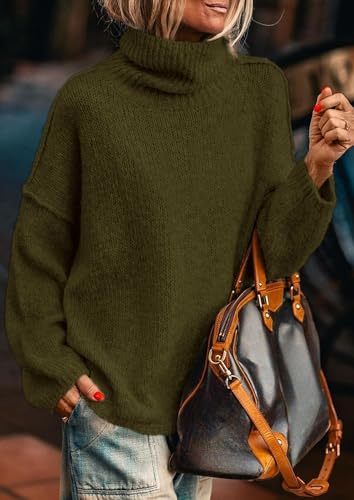 PRETTYGARDEN Womens Turtleneck Long Sleeve Sweater 2025 Fall Trendy Loose Fit Knit Tops Oversized Pullover Sweaters2