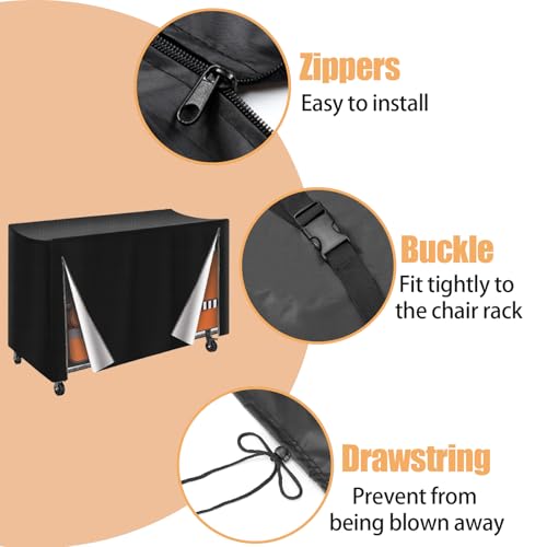 Image of Folding Chair Rack Cover for VEVOR, Waterproof Folding Chair Storage Covers Metal Chairs Rack Cover- 73 inch L x 35 inch W x 42 inch H, Black