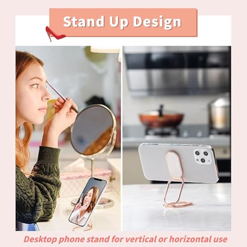 Image of Mizi Adhesine Phone Ring Holder Finger Kickstand Retractable 360Rotation Ultra-Thin Cell Phone Back Grip Foldable Cellphone Stand for iPhone iPad Smartphones Tablets - Rose Gold