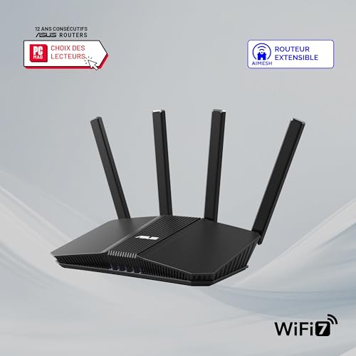ASUS RT-BE58U V2 - Routeur Wi-FI 7 Extensible - Double Bande, 4K-QAM, MLO, détection AI Port WAN/LAN 2.5G, Quatre Ports 1G, sécurité réseau de Niveau Commercial, contrôle Parental, réseau IoT, VPN